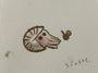 A small watercolor by Scott C. shows a cute, round pink-tentacled squid with black eyes enjoying a brown drink with a red straw and yellow garnish; the artist’s signature appears in the bottom right.