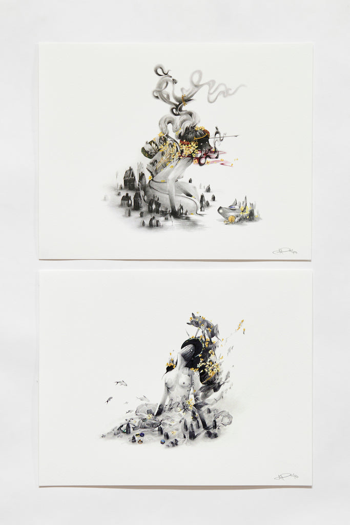 JP Neang - "Lady Kappa & Lady Kitsune" diptych print set - Spoke Art