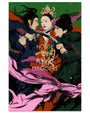 Zi Xus artistic poster for House of Flying Daggers showcases three figures in traditional attire locked in a dramatic sword stand-off. Vivid colors and dynamic movement heighten the tension, crafted as an archival pigment print in an exclusive limited edition.