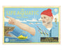 Jason Raishs vintage-style archival pigment print of The Life Aquatic with Steve Zissou is perfect for Wes Anderson fans. It features a man in a red beanie pointing, with a submarine, leopard shark, colorful fish, and ship in the background—ideal for an art show exhibition.
