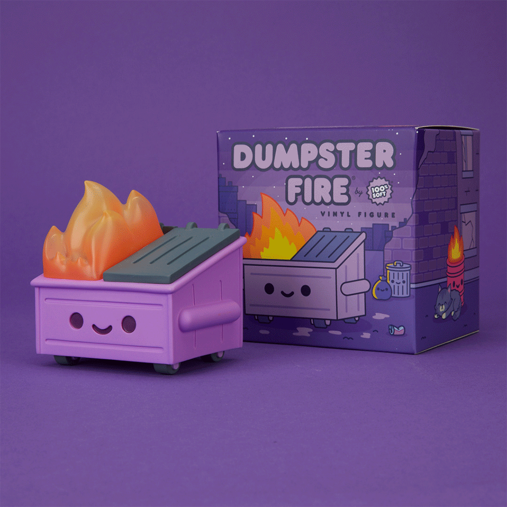 100% Soft - "Dumpster Fire (Cough Syrup Purple)" Vinyl Figure - Spoke Art