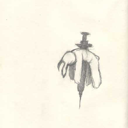 A minimalist pencil sketch, resembling Luke Chuehs impactful style, depicts a hand gripping a syringe on plain paper. Detailed shading highlights the grip and form against a simple backdrop.