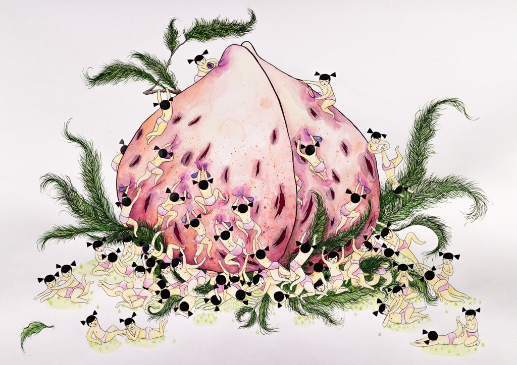 Cathy Lu - "Girls Playing (Peach)" Print - Spoke Art