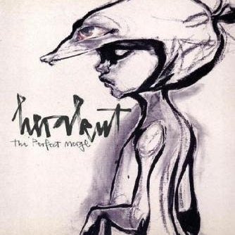 A surreal abstract figure with exaggerated features and a hat is depicted on an off-white Herakut-inspired background. Dark lines and shadowing add a street art vibe. The perfect model text and a stylized signature enhance the artwork.