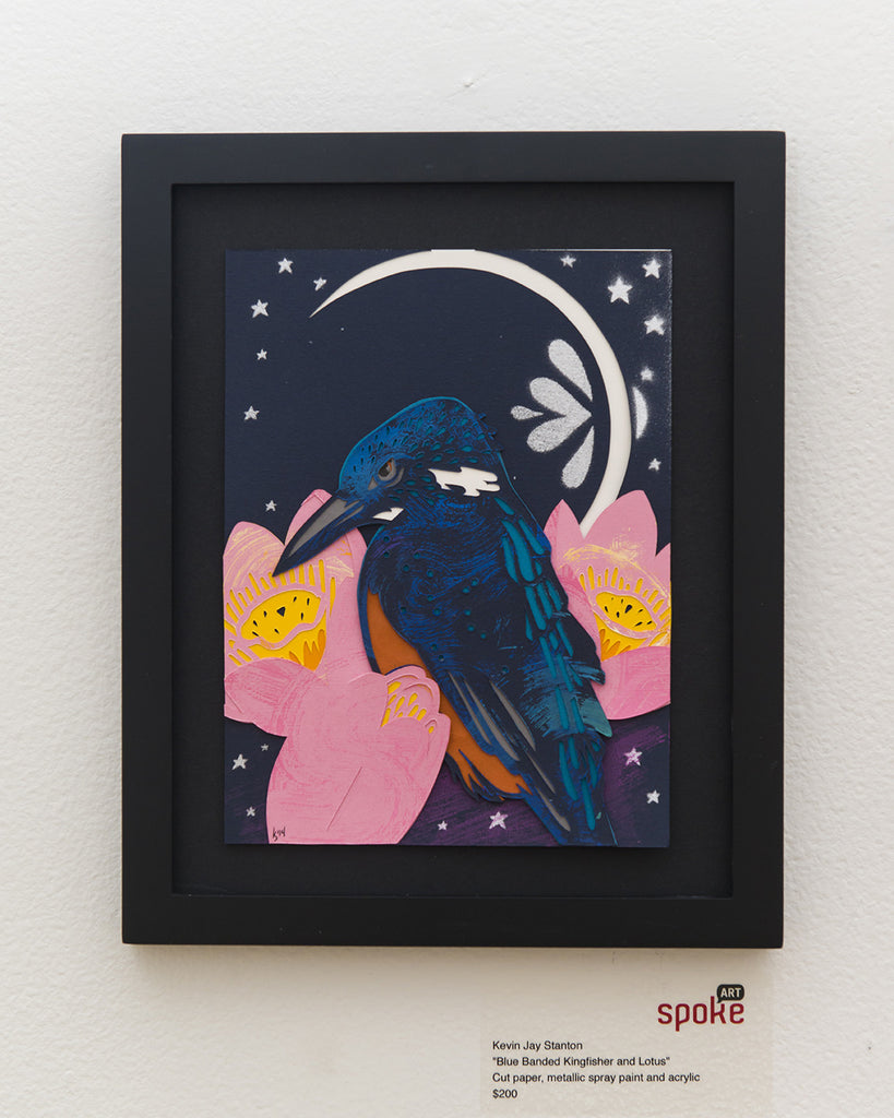 Kevin Stanton - "Blue Banded Kingfisher and Lotus" - Spoke Art