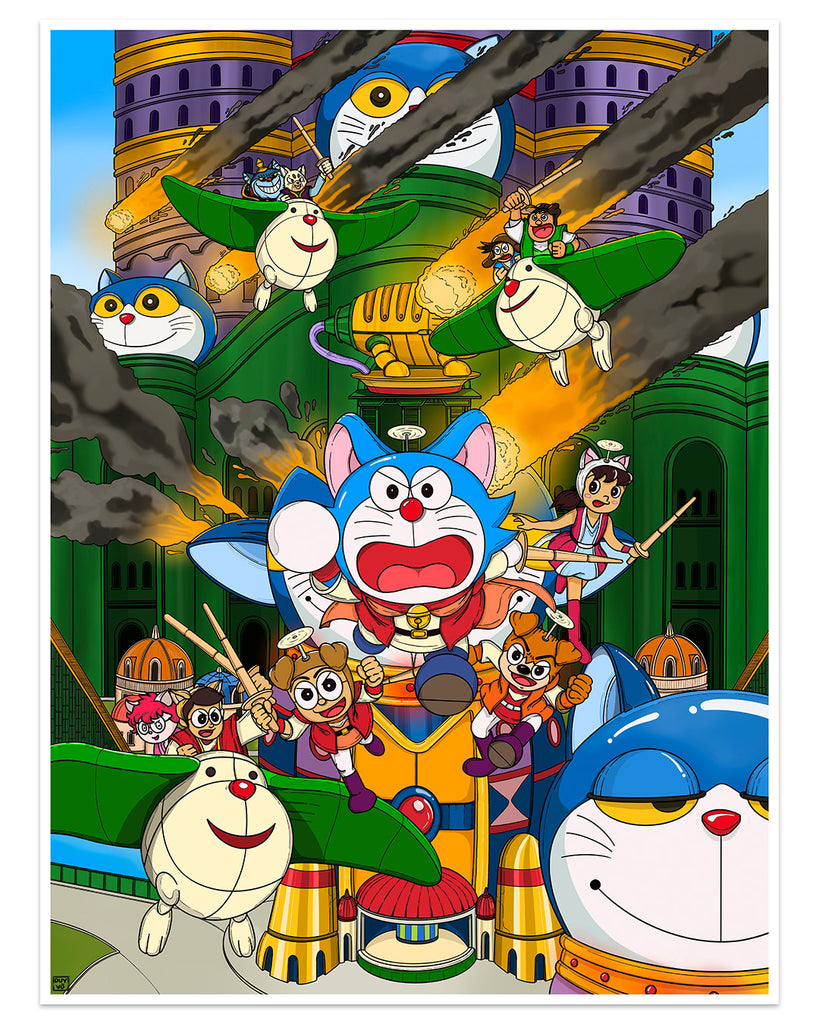Duy Võ - "Doraemon Ami" Print - brightly colored artwork featuring characters from Doraemon