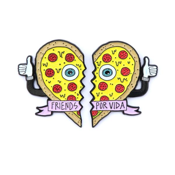 Summer Por Vida - "Friends Por Vida Pizza Heart Set" Enamel Pin - Spoke Art