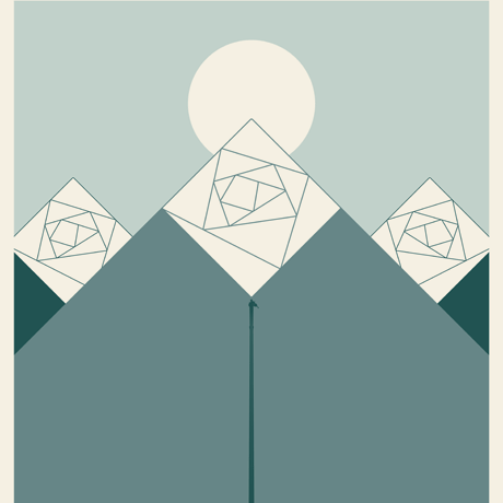 Jason Munns minimalist concert poster for Andrew Bird features a geometric mountain, a central stylized tree, and a rising sun in earth tones. It includes the text: April 13, 2012 / with Laura Marling / Fox Theater / Oakland, California, all expertly captured in a screen print.