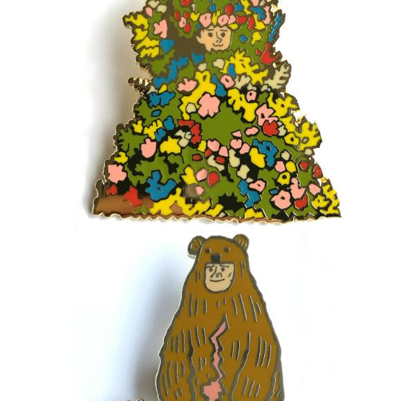 Scott C. - "The Flower Outfit & Bear Outfit" Enamel Pin Set - Spoke Art
