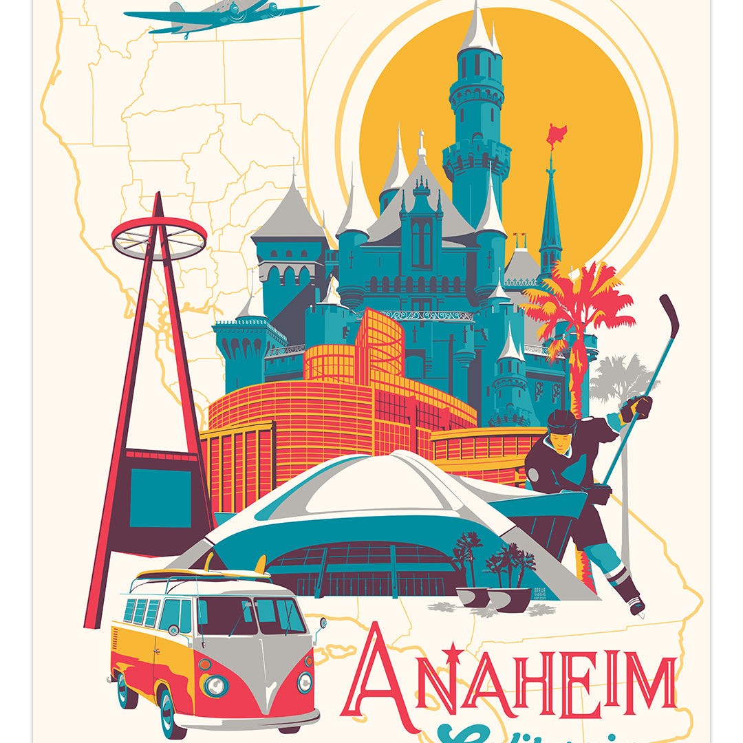 Steve Thomas - artwork comprised of landmarks around Anaheim California