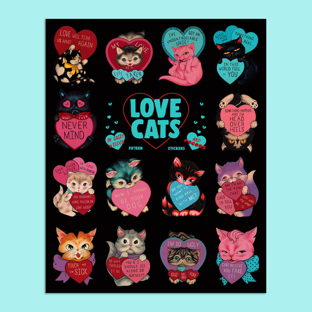 Casey Weldon Love Cats Blue Sticker sheet