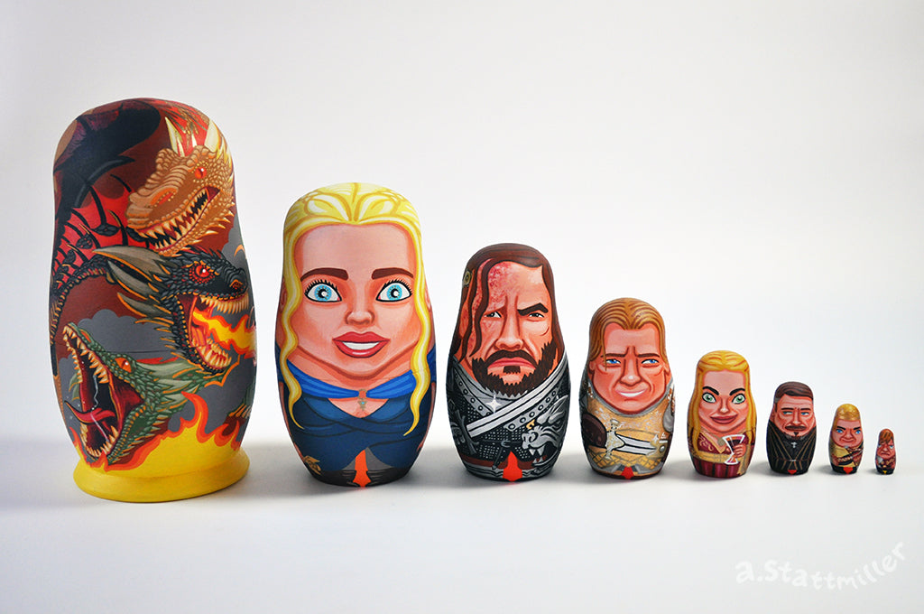 Andy Stattmiller - "Game of Thrones Nesting Dolls - Fire Set" - Spoke Art