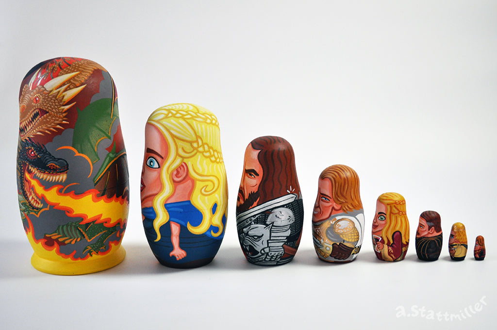 Andy Stattmiller - "Game of Thrones Nesting Dolls - Fire Set" - Spoke Art