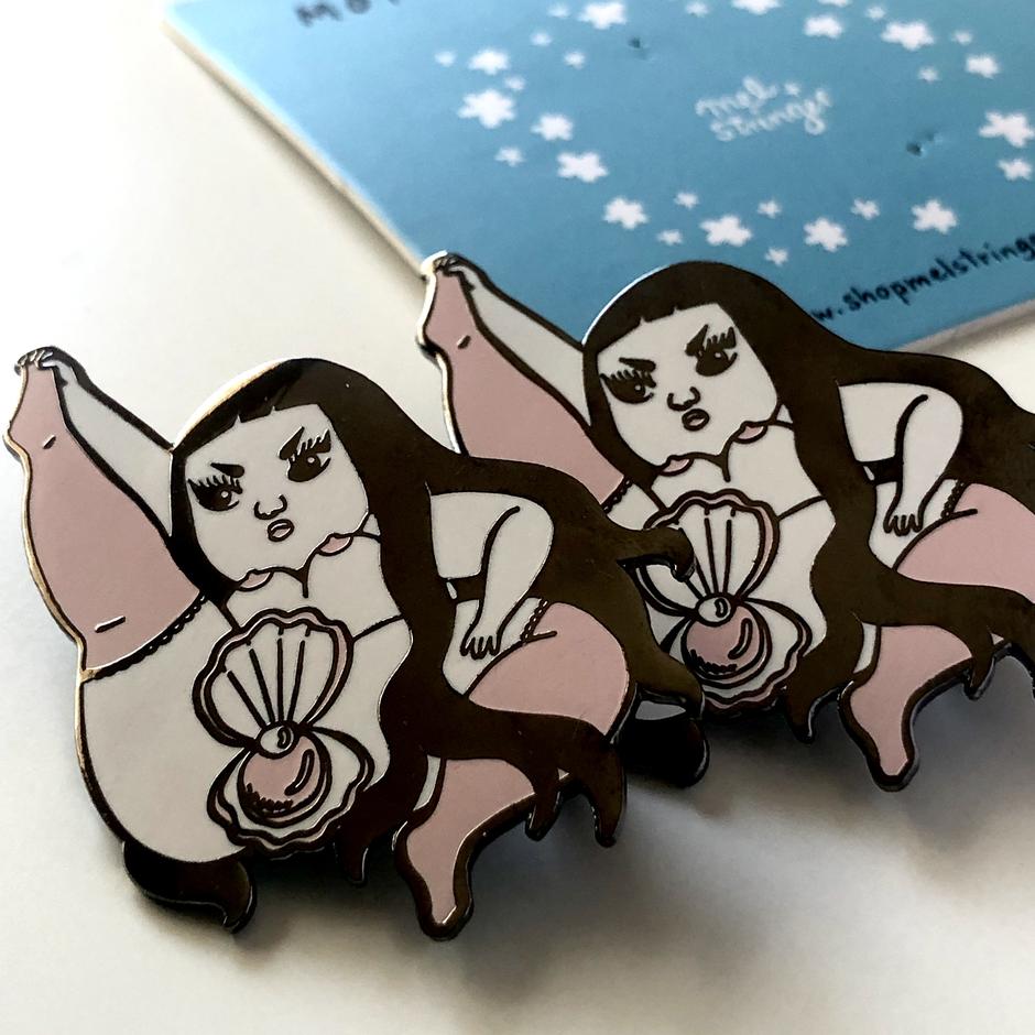 Mel Stringer - "Mother of Pearl" Enamel Pin - Spoke Art