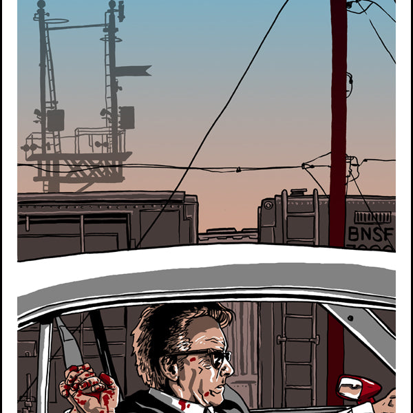 Tim Doyle - "Mr. Orange dying in a 1972 Pontiac Lemans Coupe Convertible" - Spoke Art
