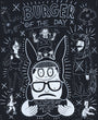 TLtvs Spoke Art NYC Burger of the Day chalkboard art features quirky designs: a burger with glasses and bunny ears, and a beaky character sipping drinks. The whimsical text reads The Cauliflowers Cumin Inside the House Burger, inspired by Bobs Burgers, priced at $5.95.
