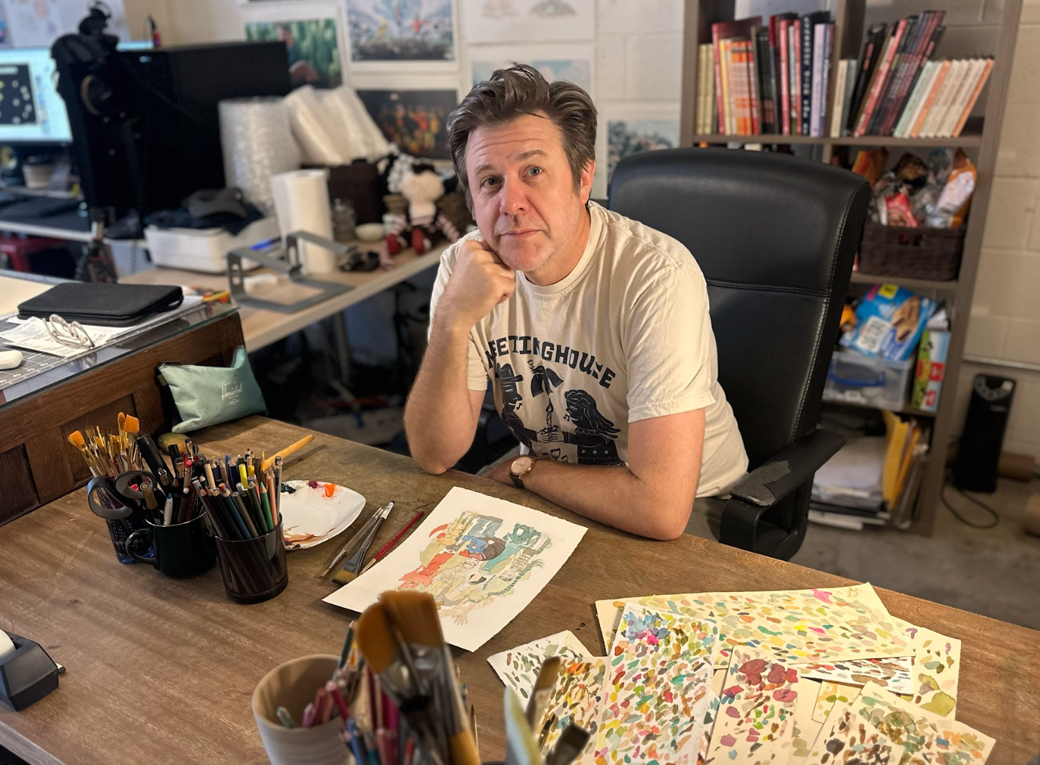 Artist Scott C. in his studio