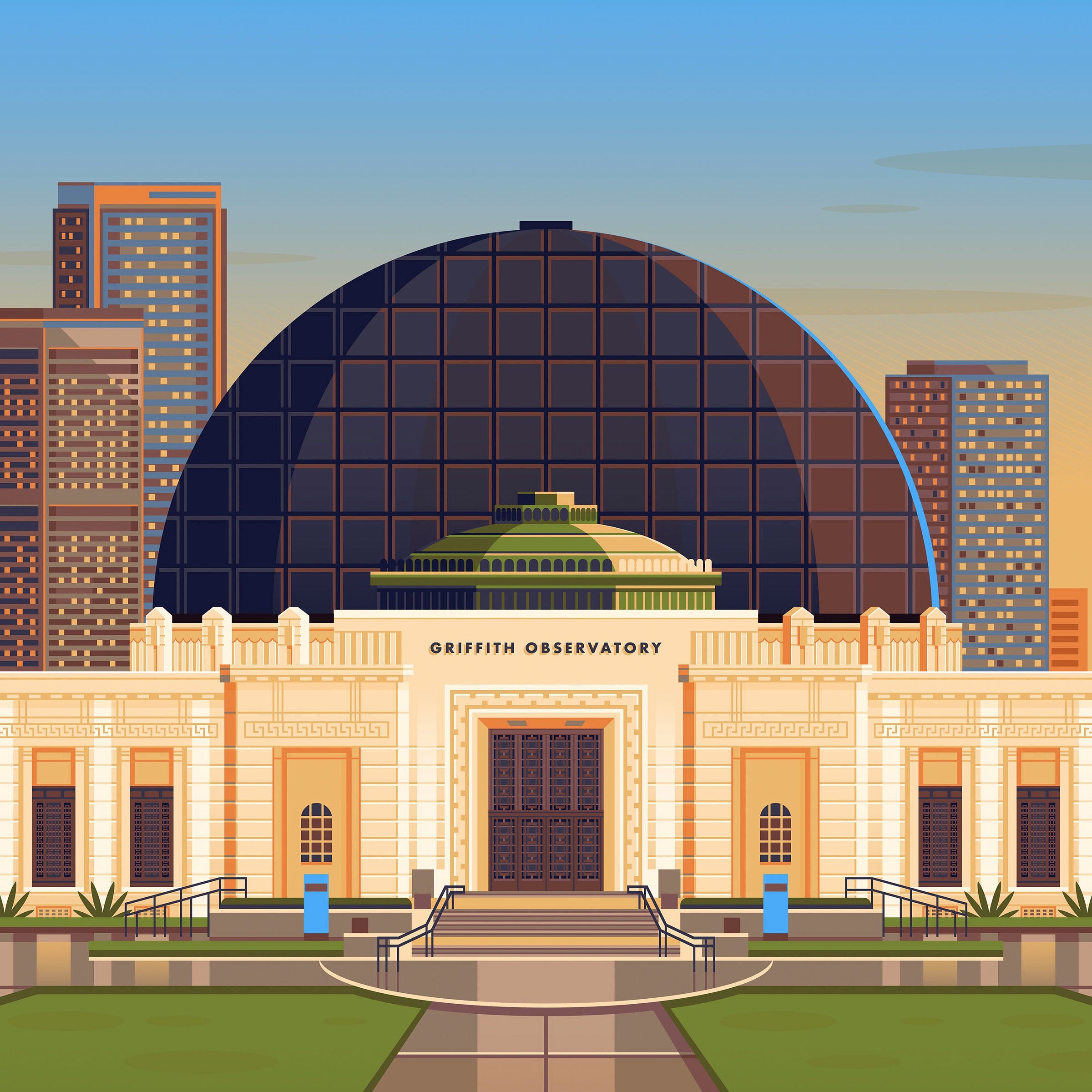 illustration of the Griffith Observatory by George Townley