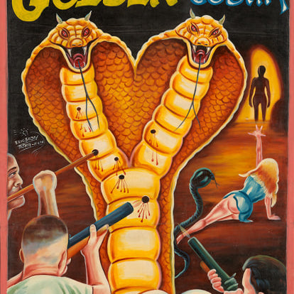 A dramatic Deadly Prey poster shows two giant cobras facing three armed people; Eric Sojay’s art includes skulls and a black snake below, with figures in a cave.
