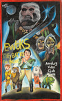 A vibrant, hand-painted Deadly Prey poster for Ewoks: The Battle for Endor showcases heroic and villainous characters—Ewoks, a man, woman, wolf-like creature, and monster—all set beneath a dramatic night sky.