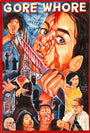 A vintage-style Deadly Prey horror poster, inspired by Gore Whore, features a bloodied woman with a large knife among skeletons and screaming faces. Bold red splatters make it a striking addition for any fan of the genre.