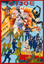 Vibrant Deadly Prey poster featuring G.I. Joe characters in dynamic action poses with an explosive backdrop, echoing the energetic art seen at Harman Projects Spoke Art exhibition. Includes title and Peace Video Club logo in the design.