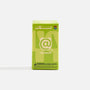 A green Medicom Be@rbrick Series 49 blind box stands upright against a plain white background. The box features the @ symbol, the series number, and a warning label about choking hazards.