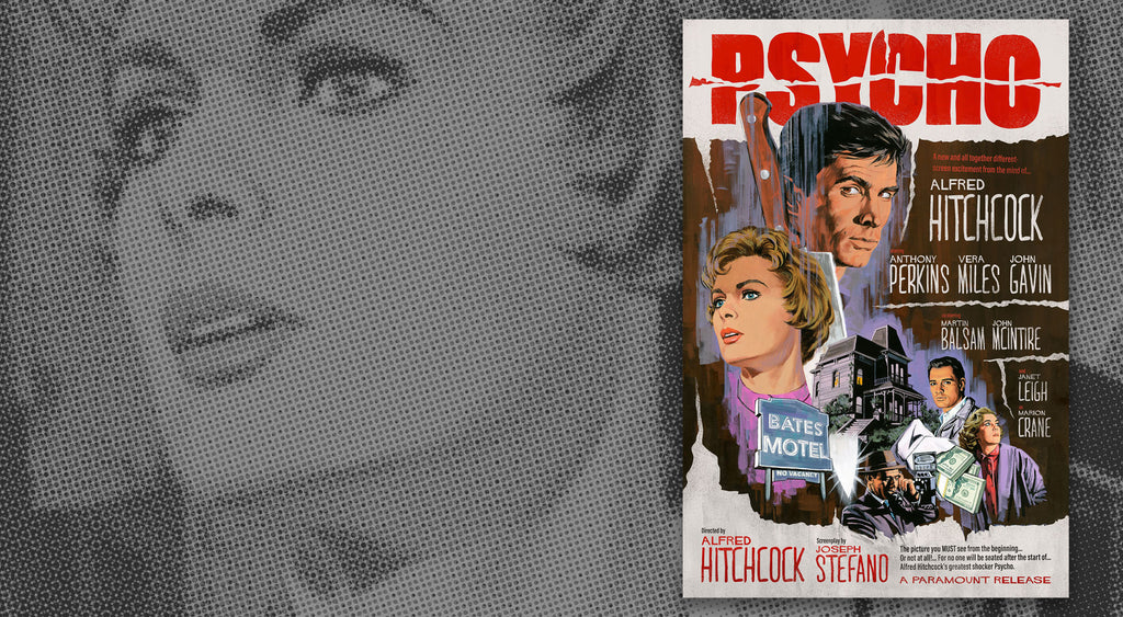 Movie poster by Paul Mann for the film, Psycho.