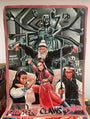 oil painting on a recycled flour sack of the movie "Eighteen Claws of Shaolin"