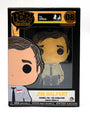 Official FUNKO Jim Halpert collectible enamel pin from The Office, boxed. This pin features Jim in his classic white shirt and tie with name tag, and the box displays his name along with series details. A must-have addition for any The Office FUNKO collection!.