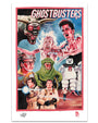 Deadly Prey’s vibrant digital Ghostbusters poster features the main characters in action, iconic monsters, and haunting scenes in a dynamic comic-style collage, printed on durable 100lb card stock.