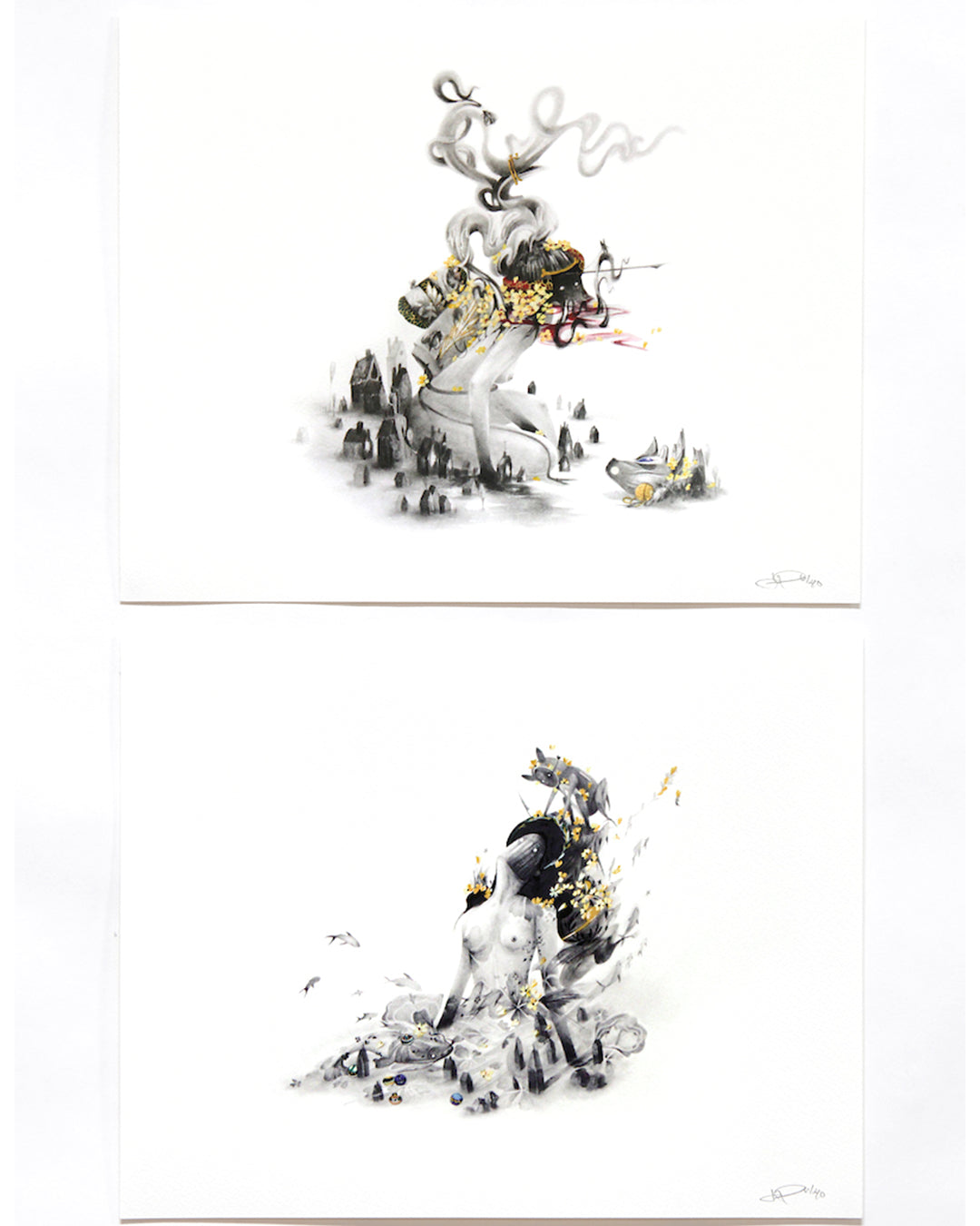 JP Neang - "Lady Kappa & Lady Kitsune" diptych print set - Spoke Art