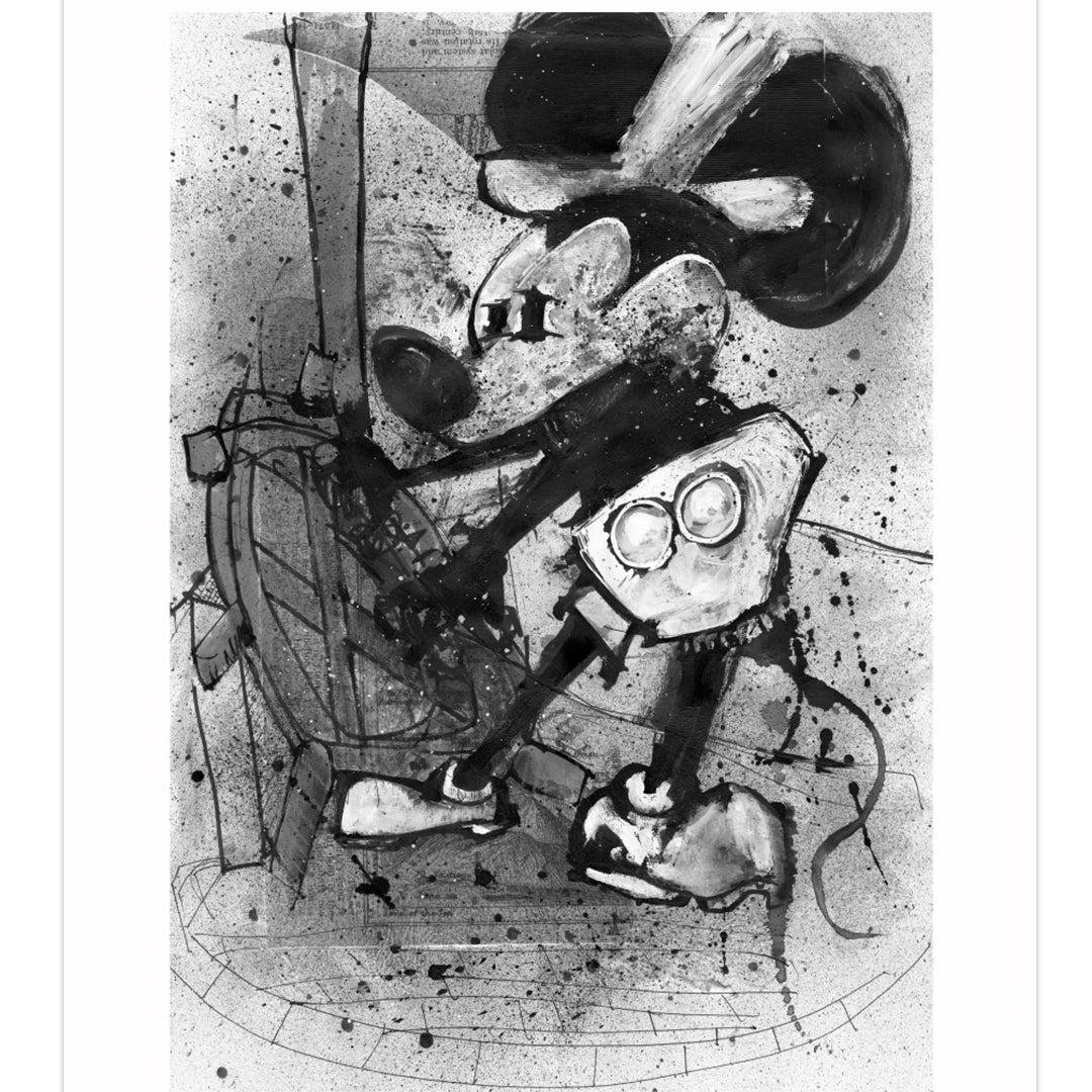 Joey Feldman - "Steamboat Willie Wonder On 24" Black & White HPM prints - Spoke Art