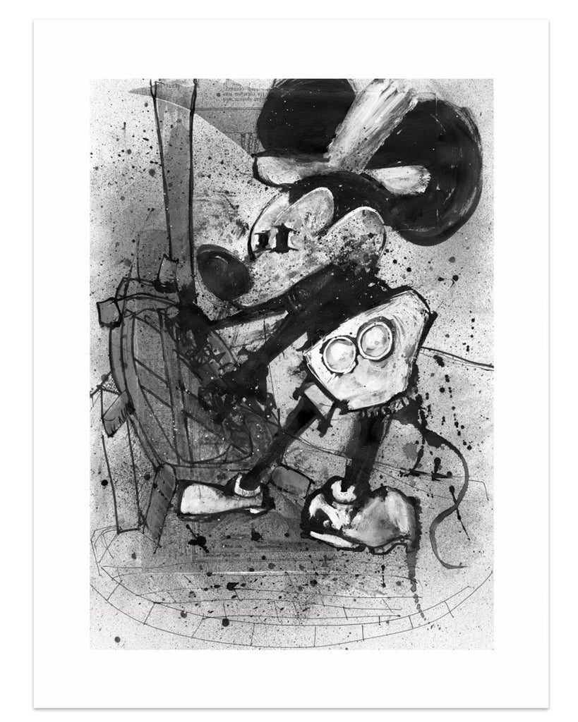Joey Feldman - "Steamboat Willie Wonder On 24" Black & White HPM prints - Spoke Art