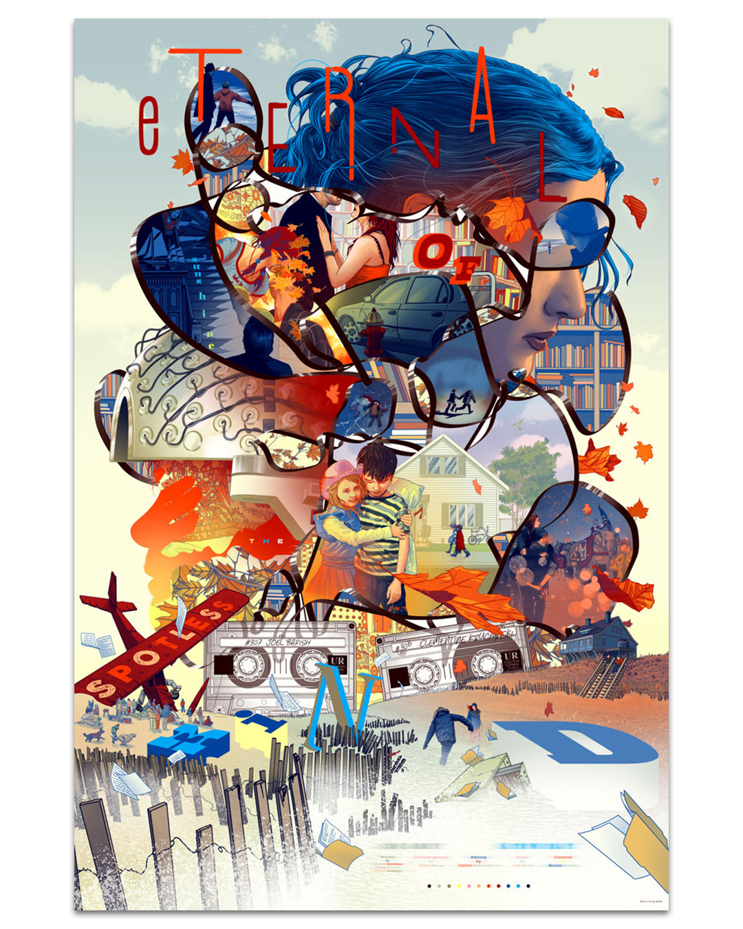 Collage art with abstract elements and text 'Eternal' on a colorful background