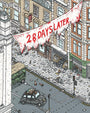 A city street strewn with debris and abandoned cars is captured in this striking archival pigment print by Liam Tooher, featuring a torn 28 DAYS LATER banner that evokes a haunting, post-apocalyptic atmosphere.