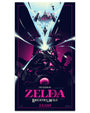 Screen-printed poster by Lyndon Willoughby for The Legend of Zelda: Breath of the Wild features a dark figure with glowing pink accents against a mountainous backdrop with structures. Release date 3.3.2017 is displayed at the bottom.
