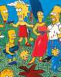 Deadly Prey presents a vibrant digital print featuring cartoon characters, inspired by The Simpsons, holding guns and weapons.