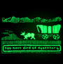 Glowing green text on a black background with a vintage computer aesthetic.