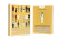 Two boxes of Max Dalton’s Playing Cards Volume Three stand side by side. The custom-designed playing cards come in yellow boxes adorned with illustrations of various characters in distinctive costumes from Wes Anderson films, all brought to life with artwork by Max Dalton.