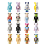 Sixteen vibrant Bearbrick figures from Medicom’s Be@rbrick Series 51, each featuring distinct designs and patterns typical of the brand’s iconic blind box releases, are arranged vertically in four orderly rows against a plain white background.