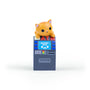 A cute orange cat figurine from the 100% Soft Bodega Kitties vinyl figure blind box series sits atop a toy ATM displaying a balance of $0.00. The ATM features red "ATM" letters and a blue screen, all set against a plain white background.