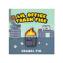 Bring some quirky fun to your collection with the 100% Soft Lil Office Trash Fire enamel pin! This adorable soft enamel pin features a smiling trash bin ablaze, set against a playful cartoon office backdrop complete with desks and a copy machine. Limited edition—grab yours and show off your love for unique accessories!.