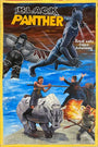 Deadly Prey hand-painted poster for Black Panther features the superhero leaping, a warrior on a rhino, battling soldiers, and an explosion—all set against dramatic backgrounds with bold yellow and white text.
