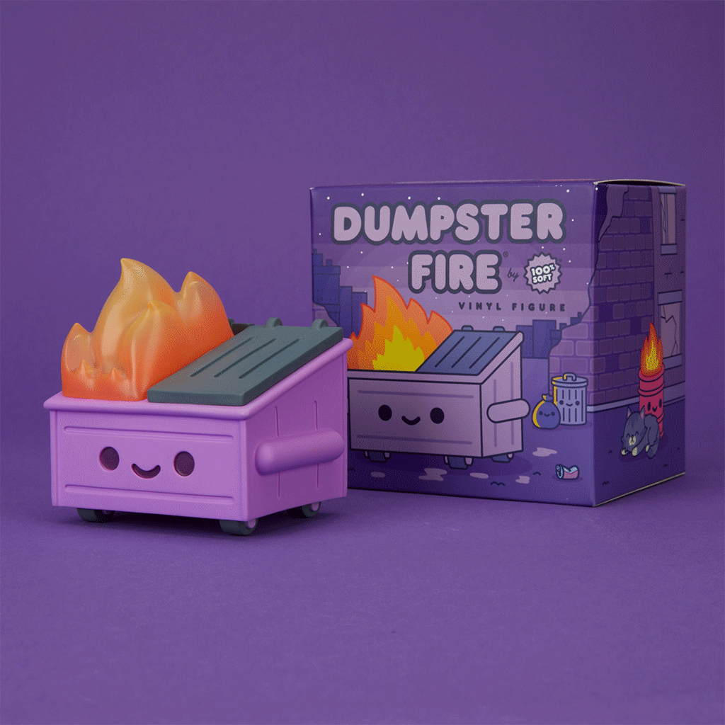 100% Soft - "Dumpster Fire (Cough Syrup Purple)" Vinyl Figure - Spoke Art