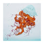Jellyfish in the Light: A striking paper art by Sarah Dennis, showcasing a light blue top with intricately crafted orange and red tentacles using Paper Cuts on a pale background.