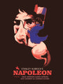 Fernando Rezas abstract giclee poster for Stanley Kubricks “Napoleon” features a stylized face in red and blue paint strokes on archival paper. It includes bold text with names like David Hemmings, Audrey Hepburn, Alec Guinness, and Laurence Olivier at the bottom.