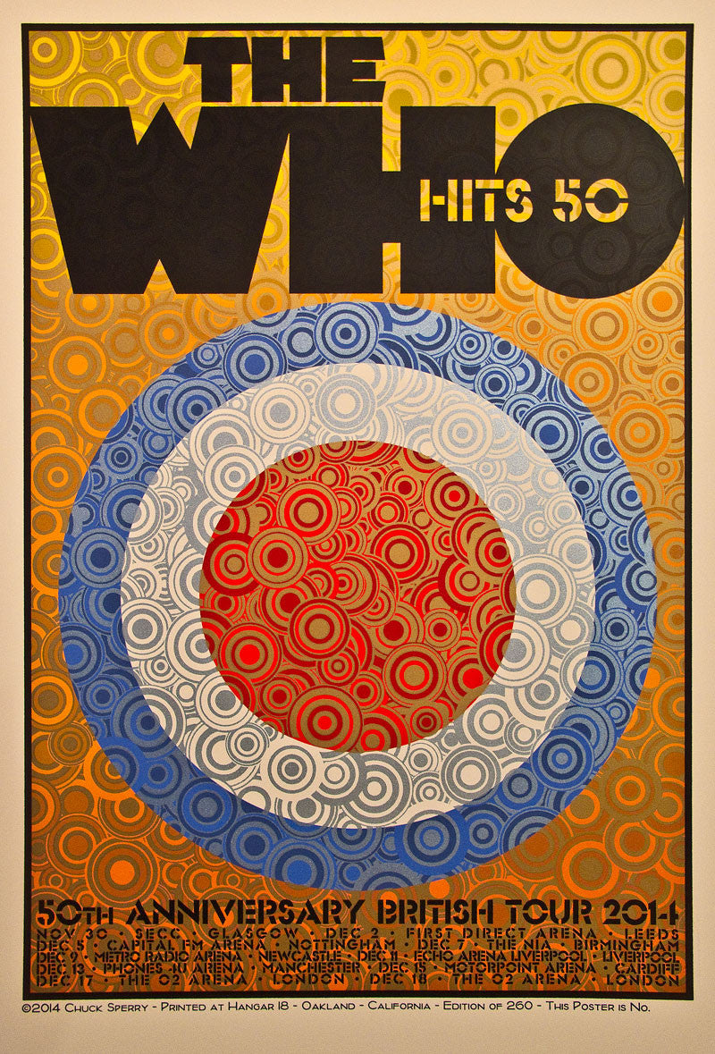 Chuck Sperry - "The Who, 50th Anniversary British Tour 2014" (gold mirror foil edition) - Spoke Art