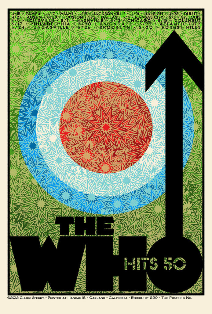 Chuck Sperry - "The Who, 50th Anniversary North American Tour 2015" (gold mirror foil edition) - Spoke Art