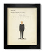 Max Dalton offers a minimalist custom-framed giclee print titled In War Room, featuring a man in a suit below a typed humorous quote about fighting and the War Room. Each piece is hand-numbered, adding exclusivity to your collection.